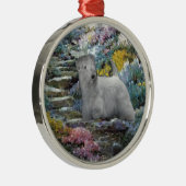 Sealyham Terrier Art Metalen Ornament (Rechts)