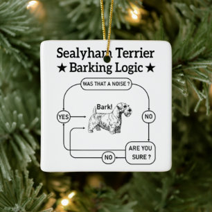 Sealyham Terrier Barking Logica Grappige Hond Sarc Keramisch Ornament