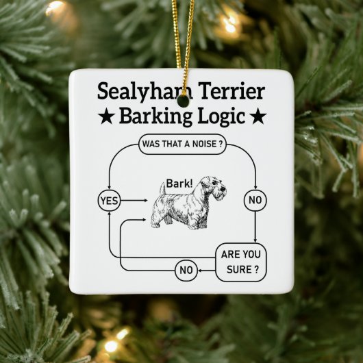 Sealyham Terrier Barking Logica Grappige Hond Sarc Keramisch Ornament (Boom)