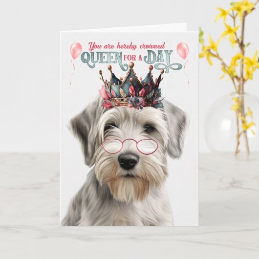 Sealyham Terrier Hond Koningin Dag Grappige Verjaa Kaart (Gele Bloem)