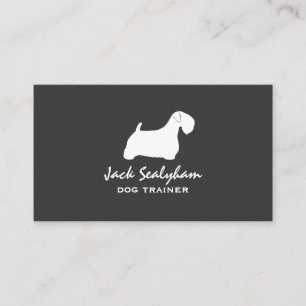 Sealyham Terrier Hond Silhouet Grijs en Wit Visitekaartje