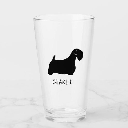 Sealyham Terrier hondensilhouet gepersonaliseerd Glas (Voorkant)
