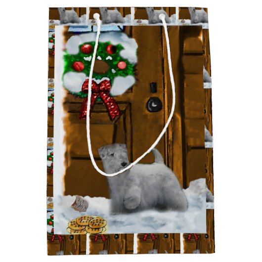 Sealyham Terrier Kerstmis Medium Cadeauzakje (Voorkant)