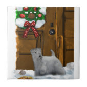 Sealyham Terrier Kerstmis Tegeltje (Voorkant)