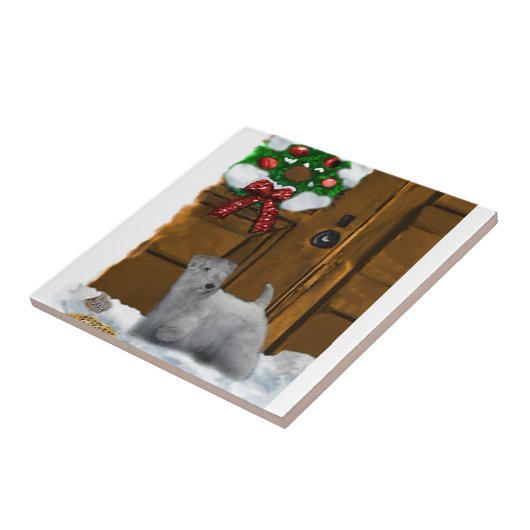 Sealyham Terrier Kerstmis Tegeltje (Zijkant)