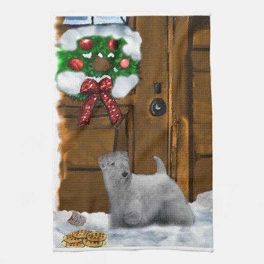 Sealyham Terrier Kerstmis Theedoek (Verticaal)