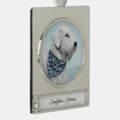 Sealyham Terrier Painting - Cute Original Dog Art Verzilverd Banner Ornament (Rechts)