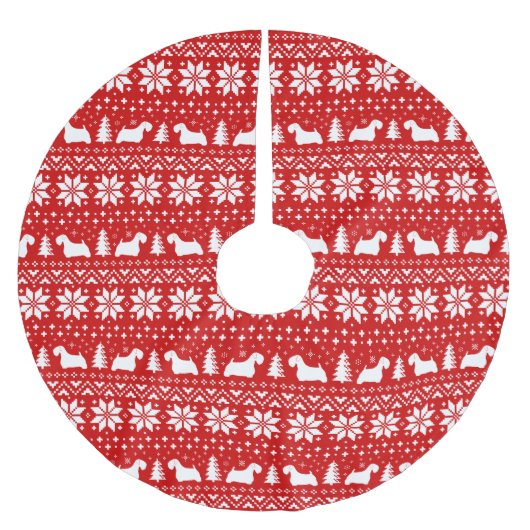Sealyham Terrier Silhouetten Kerstpatroon Kerstboom Rok (Voorkant)