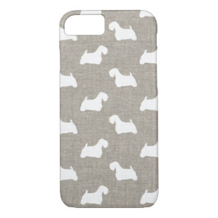 Sealyham Terrier Silhouettes Faux Linen Style Case-Mate iPhone Case