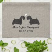 Sealyham Terrier Silhouettes met hart en tekst Theedoek (Gevouwen)