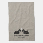 Sealyham Terrier Silhouettes met hart en tekst Theedoek (Verticaal)