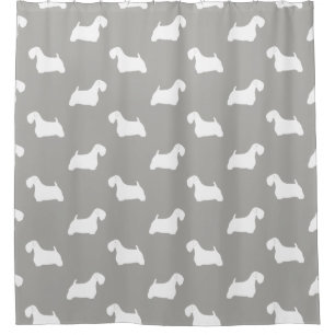 Sealyham Terrier Silhouettes Pattern Douchegordijn
