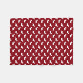 Sealyham Terrier Silhouettes Pattern Red en White Fleece Deken (Voorkant (Horizontaal))