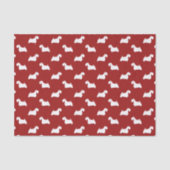 Sealyham Terrier Silhouettes Pattern Red Tissuepapier (Voorkant)