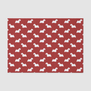 Sealyham Terrier Silhouettes Pattern Red Tissuepapier