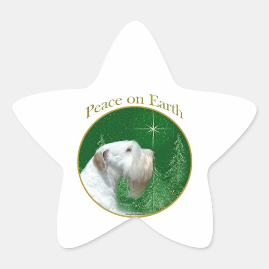 Sealyham Terrier Vrede op Aarde Ster Sticker (Voorkant)