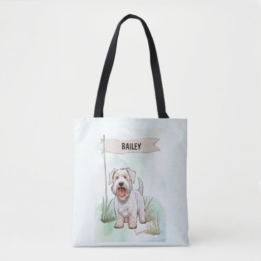 Sealyham Terrier Watercolor Personalized Dog Tote Bag (Voorkant)