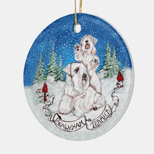 Sealyham Terrier Winter Keramisch Ornament (Links)