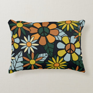 Seamless 70's retro hippie flowers pattern - Vinta Accent Kussen