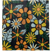 Seamless 70's retro hippie flowers pattern - Vinta Douchegordijn (Voorkant)