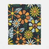 Seamless 70's retro hippie flowers pattern - Vinta Fleece Deken (Voorkant)