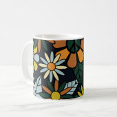 Seamless 70's retro hippie flowers pattern - Vinta Koffiemok (Voorkant links)