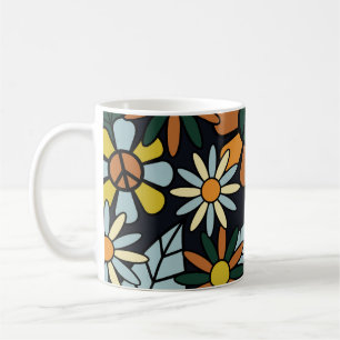 Seamless 70's retro hippie flowers pattern - Vinta Koffiemok