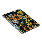 Seamless 70's retro hippie flowers pattern - Vinta Notitieboek (Rechterzijde)