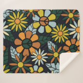 Seamless 70's retro hippie flowers pattern - Vinta Sherpa Deken (Voorkant (horizontaal))