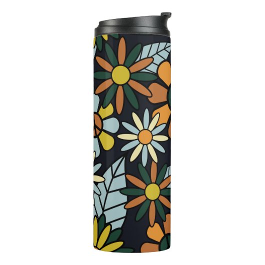 Seamless 70's retro hippie flowers pattern - Vinta Thermosbeker (Gedraaid links)