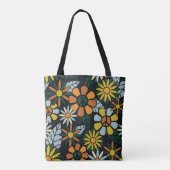 Seamless 70's retro hippie flowers pattern - Vinta Tote Bag (Achterkant)
