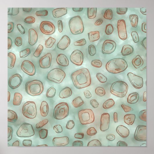 Seamless Abstract Patina Mist Fabric Pattern Poster (Voorkant)