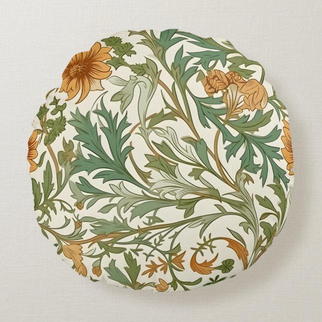 Seamless Arts and Crafts style repeating pattern Rond Kussen (Voorkant)