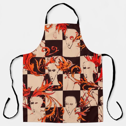 Seamless avant-garde pattern with faces and botany schort (Voorkant)