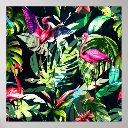 Seamless background floral pattern. Tropical leave Poster (Voorkant)