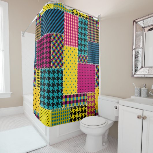 Seamless background pattern. Geometric patchwork p Douchegordijn (In situ)