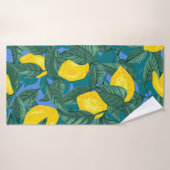 Seamless background with lemons and leaves. Citrus Badhanddoek (Badhanddoek)