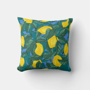 Seamless background with lemons and leaves. Citrus Kussen