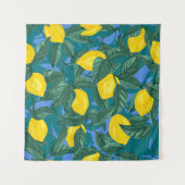 Seamless background with lemons and leaves. Citrus Wandkleed (Voorkant)