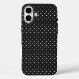 Seamless black and white polka dot pattern  iPhone 16 plus hoesje