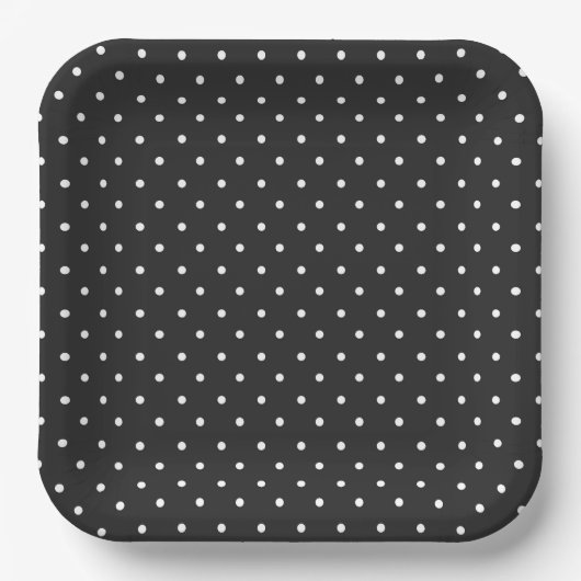 Seamless black and white polka dot pattern  papieren bordje (Voorkant)