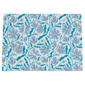 Seamless Blue Mid-Century Modern Floral Pattern Groot Cadeauzakje (Voorkant)