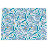 Seamless Blue Mid-Century Modern Floral Pattern Groot Cadeauzakje (Achterkant)