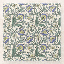 Seamless blue, yellow, and white floral pattern 