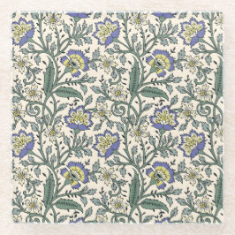 Seamless blue, yellow, and white floral pattern  glazen onderzetter