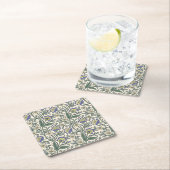 Seamless blue, yellow, and white floral pattern  kartonnen onderzetters (Insitu)