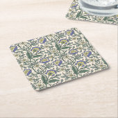 Seamless blue, yellow, and white floral pattern  kartonnen onderzetters (Schuin)