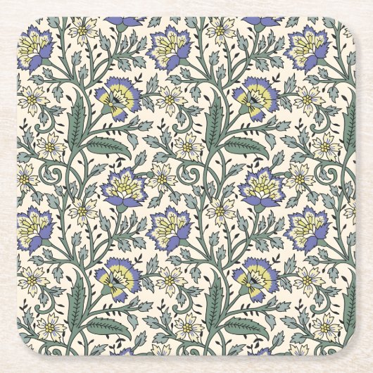 Seamless blue, yellow, and white floral pattern  kartonnen onderzetters (Voorkant)