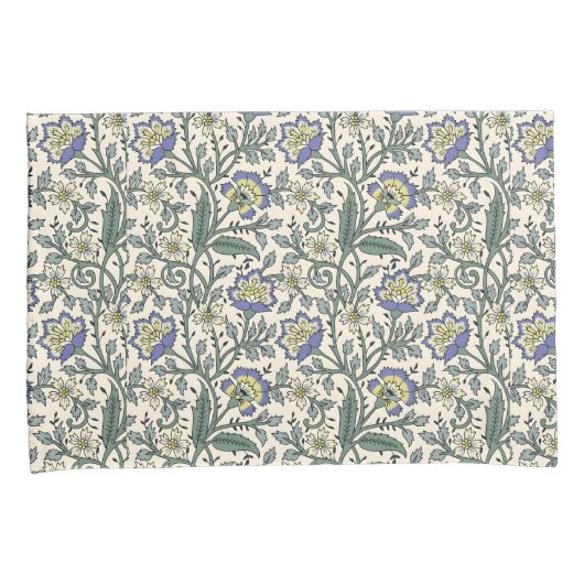 Seamless blue, yellow, and white floral pattern kussensloop (Voorkant-Rechts)