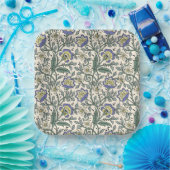 Seamless blue, yellow, and white floral pattern  papieren bordje (Feest)